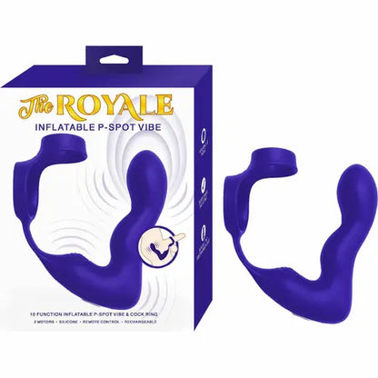 royale inflatable p spot vibe purple and white box on the left and purple vibrator on the right