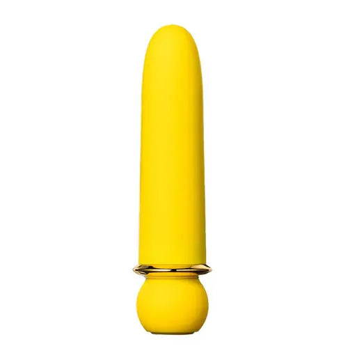 Yellow JAGUAR bullet vibrator against white background