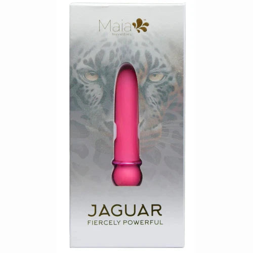 maia pink jaguar bullet in package with big cat design