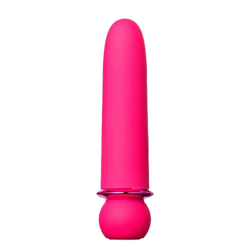 Maia Jaguar bullet vibrator - pink vibrator against white background