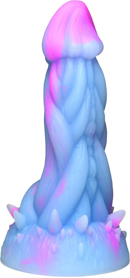 jellyfish dildo - pink and blue dildo against white background