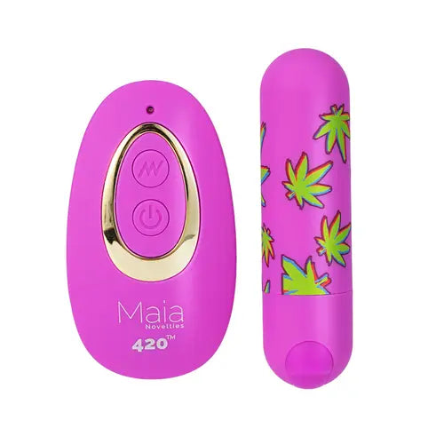 Jessi purple remote control bullet vibrator against white background