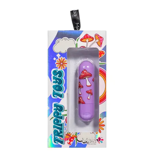 Jessi purple vibrator with mushroom print in psychedelic package
