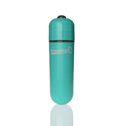 turquoise bullet vibrator against white background