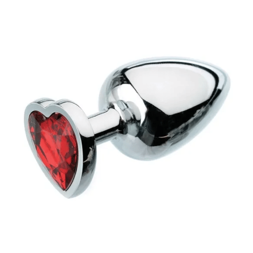 metal butt plug with red heart base