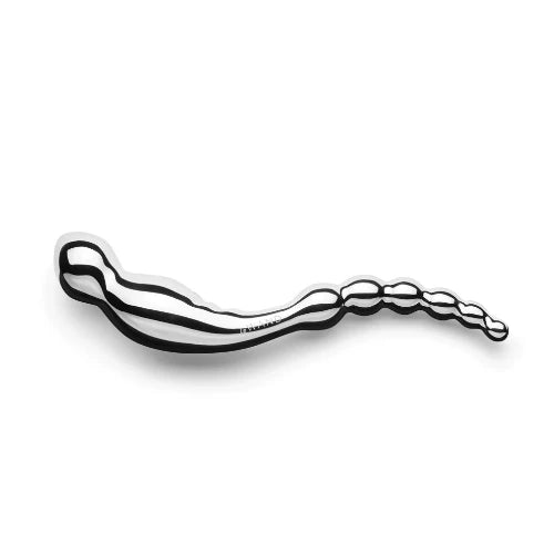swerve stainless steel dildo against white background