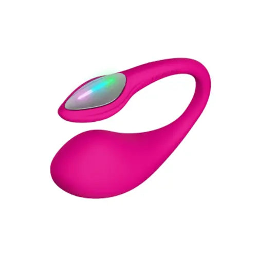 Pink electronic device with a reflective surface on a white background