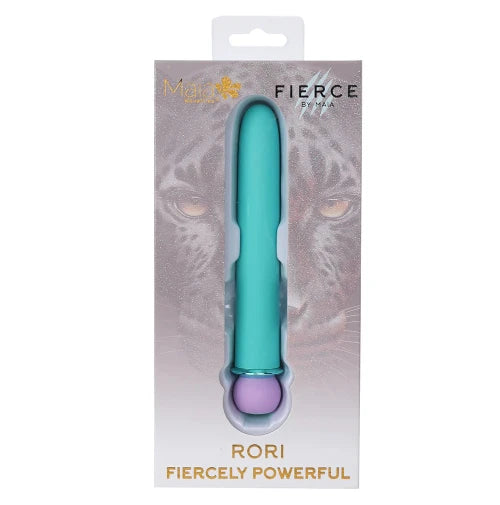 Blue Rori Vibrator in silver package with jaguar image