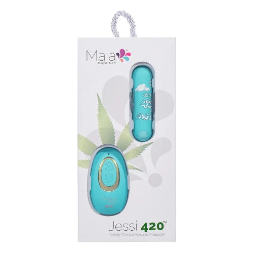 blue vibrator and remote control in silver package 