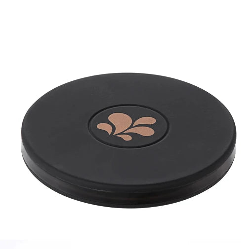 Round black maia wireless charging base with maia logo