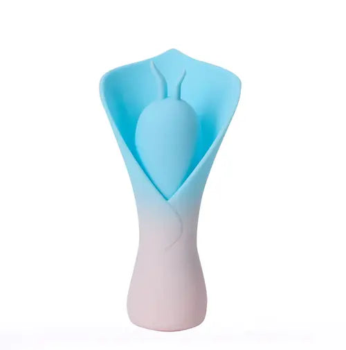 MINA blue fluttering vibrator against white background