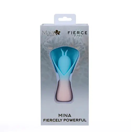 MINA blue fluttering vibrator in silver package
