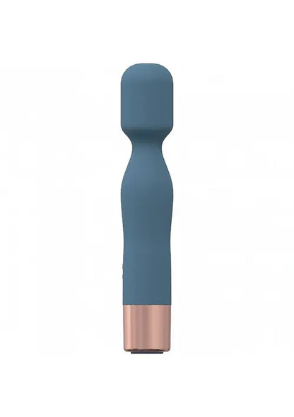 blue grey mini wand with copper details against white background