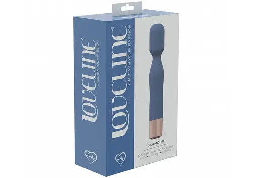 blue grey mini wand with copper details in blue and white package
