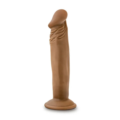 mocha dr skin dildo against white background