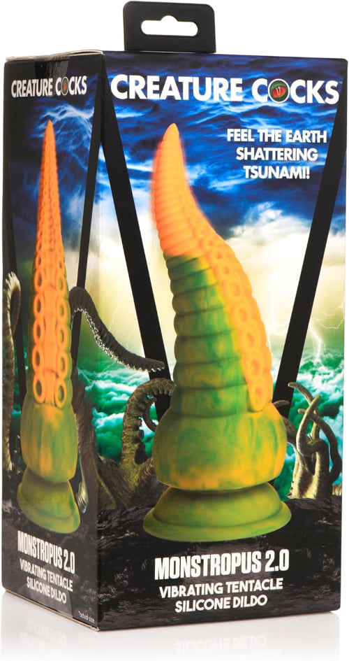 yellow and green monstropus tentacle dildo in package