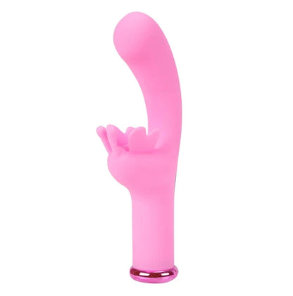myla pink dual stimulator vibrator against white background