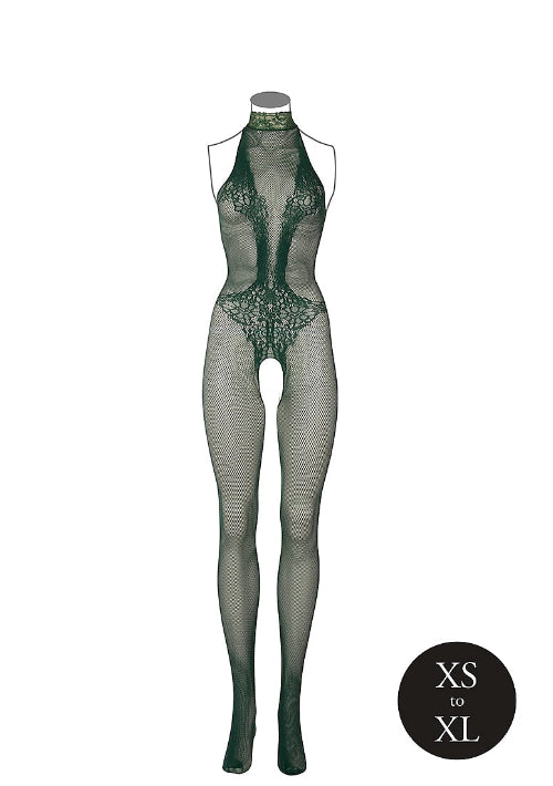 olive green bodystocking on mannequin front view