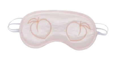 Peaches 'n CreaMe peach-colored satin blindfold with embroidered peaches