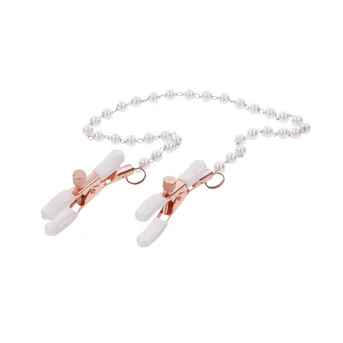 pearl nipples clamps with rose gold