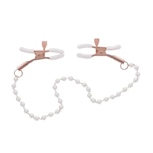 pearl nipples clamps with rose gold 