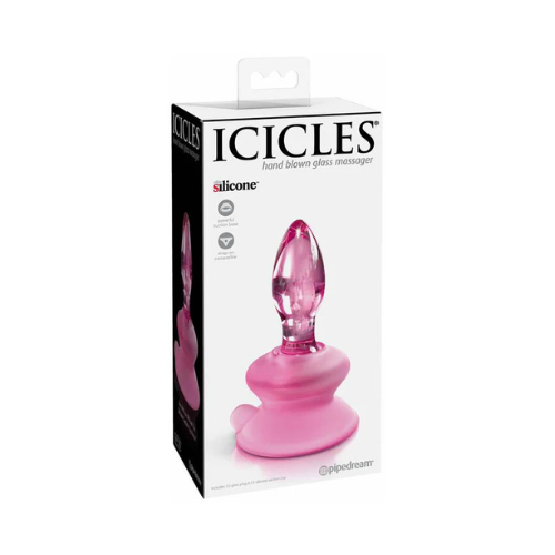 Pipedream - Icicles No.90 Glass Butt Plug With Suction Cup - Pink