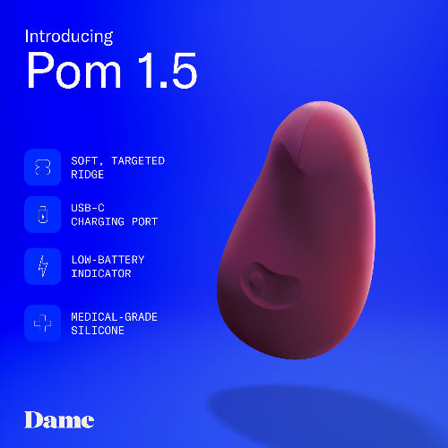 pom plum vibrator against blue background