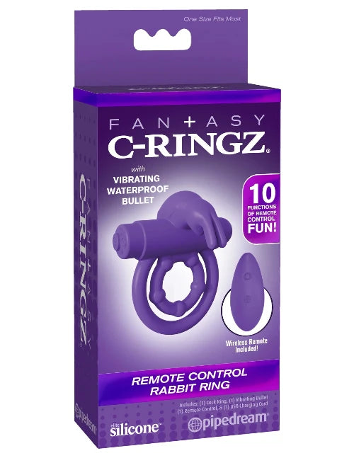 purple fantasy c-ringz rabbit cock ring in purple package
