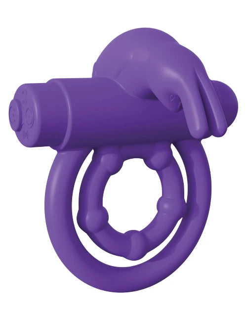 purple fantasy c-ringz rabbit cock ring against white background
