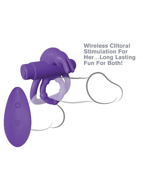 diagram of how to wear purple fantasy c-ringz rabbit cock ring 
