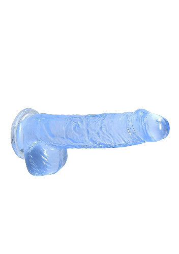 real rock crystal dildo blue against white background