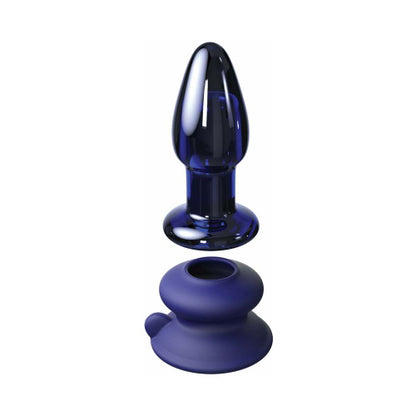 blue icicles remote control butt plug with remote control against white background