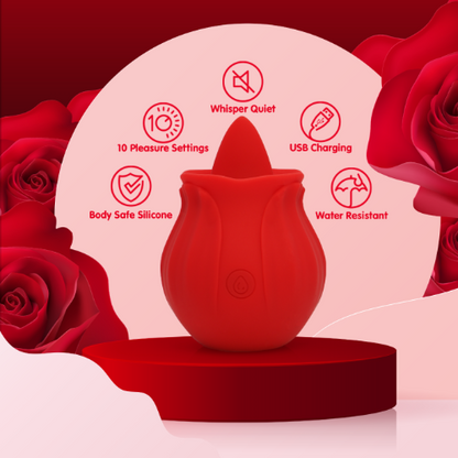 red rose lix toy against pink and red background