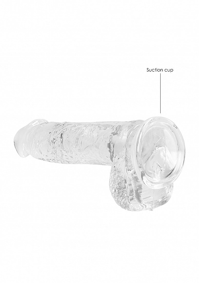 shots clear dildo against white background