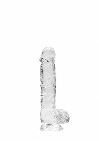 shots clear dildo against white background