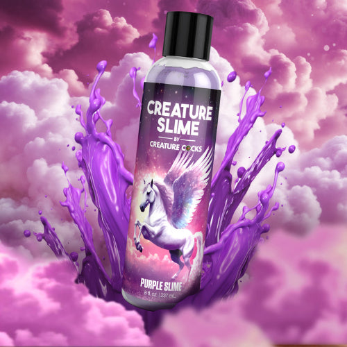 purple slime 8 ounces against purple cloud background