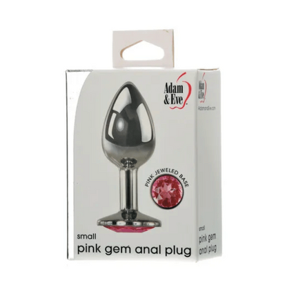 packaging for pink gem anal plug - white package with image of metal butt plug