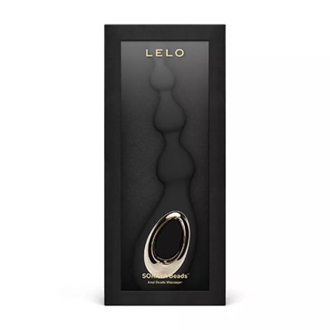 Soraya black anal beads toy in black packaging