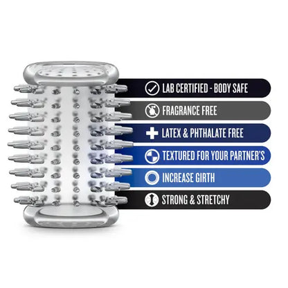 Spiked tickler clear sleeve with product details