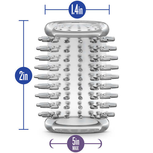 Spiked tickler clear sleeve with dimensions