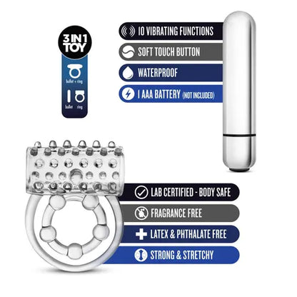 3-in-1 Super Clitifier cock ring toy with product details