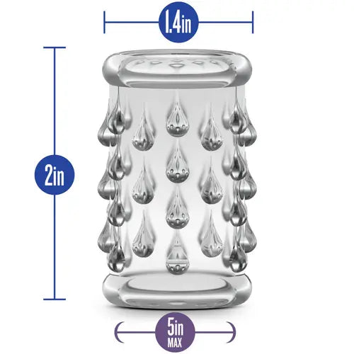 Clear studded penis sleeve with dimensions