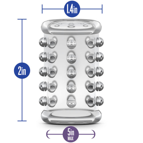Clear Soft Tickler Studded Penis Sleeve with dimensions