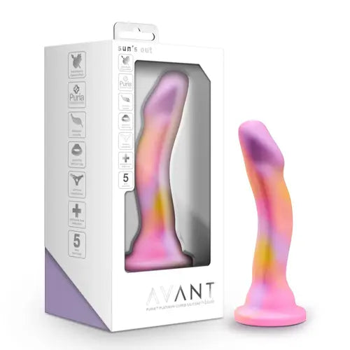 Suns Out - white box on left with colorful dildo on right