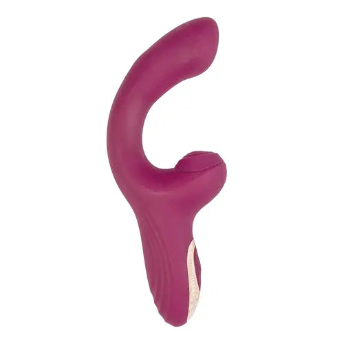 Blaze Heat Up Thumper Massager - dark pink vibrator with gold accent side view
