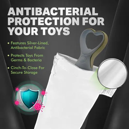 blush antibacterial sex toy storage bag - image of bag with product details