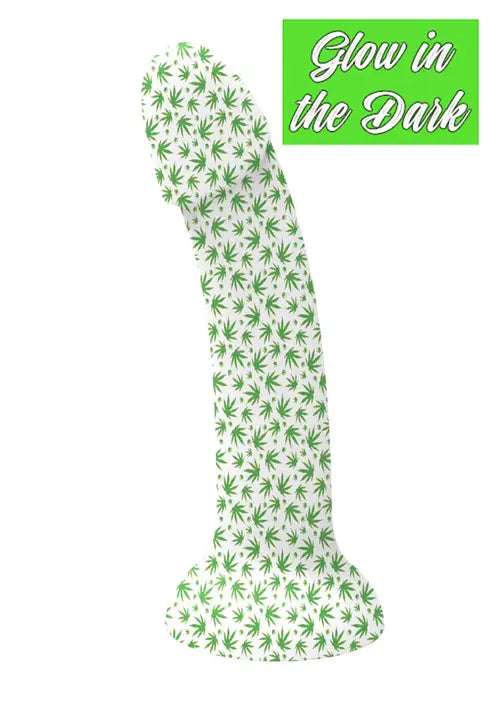 WOWIE glow in the dark dildo with cannabis leaf print