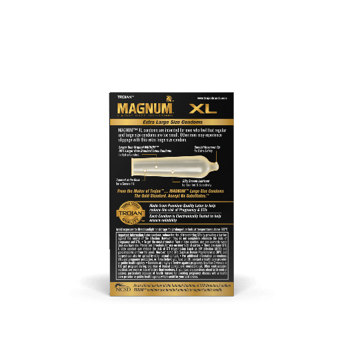 xl magnum condoms back of package - black package with gold lettering